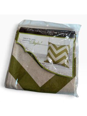 Decorative Pillow Cover 18x18 Inch Accent Home Decor Chevron Green